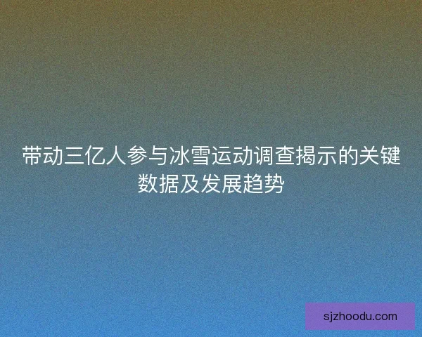 带动三亿人参与冰雪运动调查揭示的关键数据及发展趋势