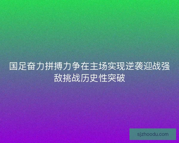 国足奋力拼搏力争在主场实现逆袭迎战强敌挑战历史性突破